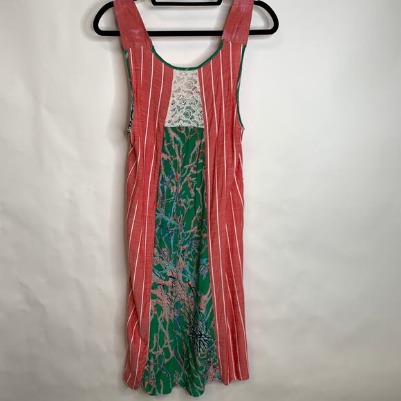 Lightweight Bright Striped Lace Embroidered Dress Coverup Cottage Small Medium - Picture 7 of 11